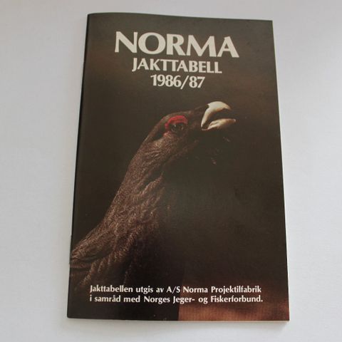 Usirkulert Norma Jakttabell 1986/87.