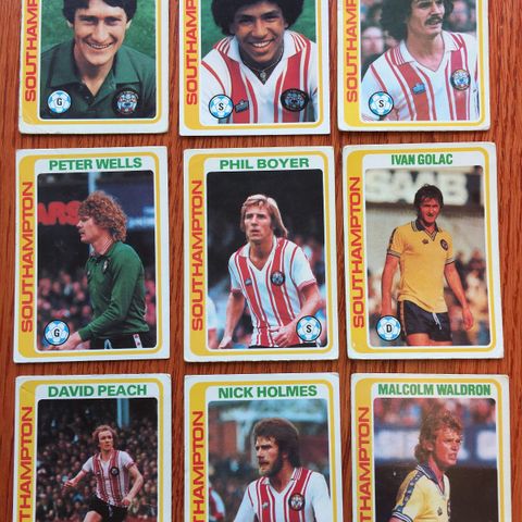 Topps 1979 Engelske fotballkort Southampton 11 stk ulike selges samlet!