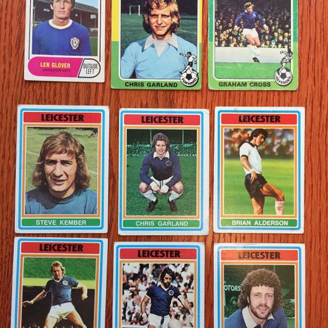 A&BC og Topps 1969 - 1976 14 stk ulike Leicester City fotballkort selges samlet!