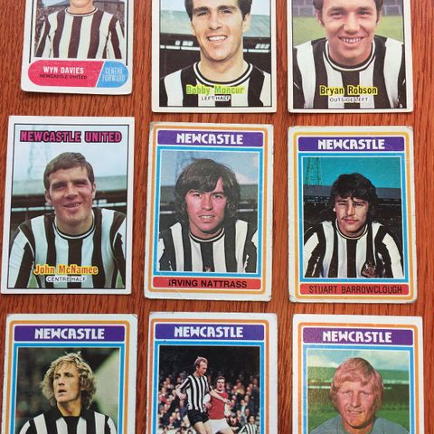 A&BC og Topps 1969 - 1976 14 stk ulike Newcastle fotballkort selges samlet!