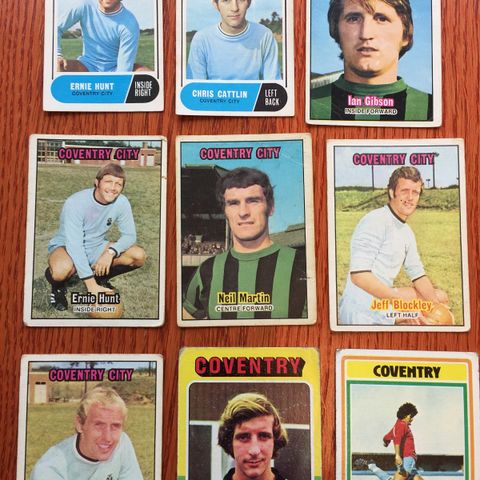 A&BC og Topps 1969 - 1976 17 stk ulike Coventry City fotballkort selges samlet!