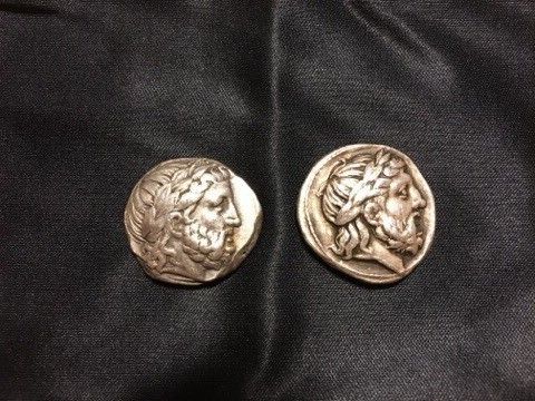 2 ekte Mynter Kong Fhilip II Macedonian 359-336 BC sølv Tetradrachm