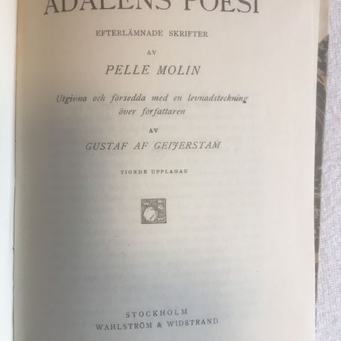 BokFrank: Pelle Molin; Ådalens poesi (1926)