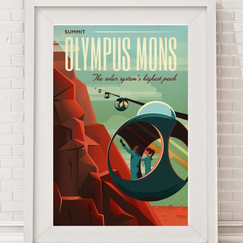 SpaceX - Olympus Mons - Mars Vintage Turist Plakat