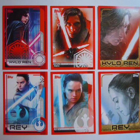 Star Wars Journey To The Last Jedi - Topps samlerkort 6 stk : Kylo Ren & Rey