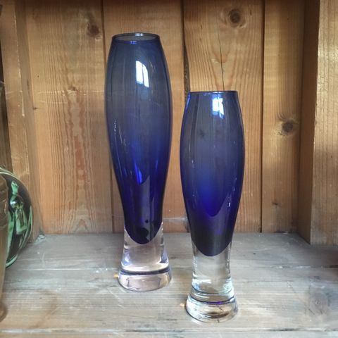 Mid-century glassvaser; Orrefors, Hadeland, Sea bl.a