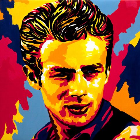 James Dean - Pop Art håndmalte oljemaleri 75 x 75 cm