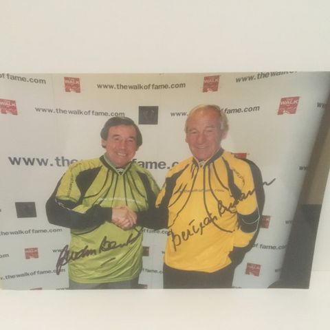 Manchester City / Stoke City - Trautmann og Banks signert 30x20 cm fotografi