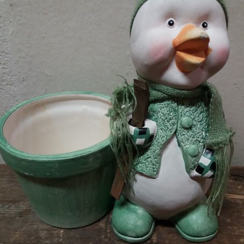 Jul / Snømann med potte 23 cm - Potte 10 cm