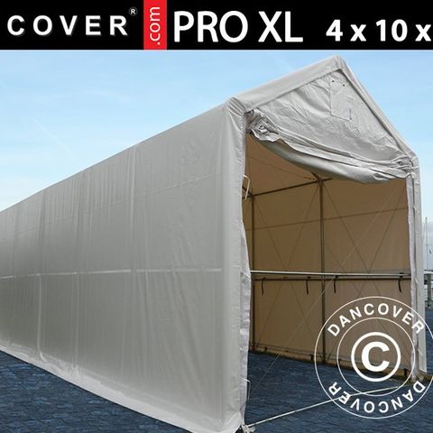 Lagertelt PRO XL 4x10x3,5x4,59m PVC, Hvit, Telthall, Båttelt, Lagerhall, Båthall