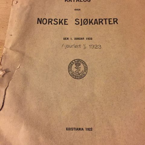 Katalog over norske sjøkart fra 1923