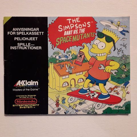 Nintendo NES manual til The Simpsons: Bart vs. The Space Mutants
