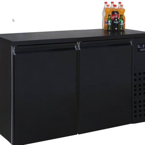 Barcooler - Minibar - Backbar cooler- svart 2 dører - 320L