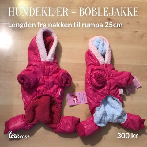 Hundeklær - en ny jakke (lengden fra nakken til rumpa)