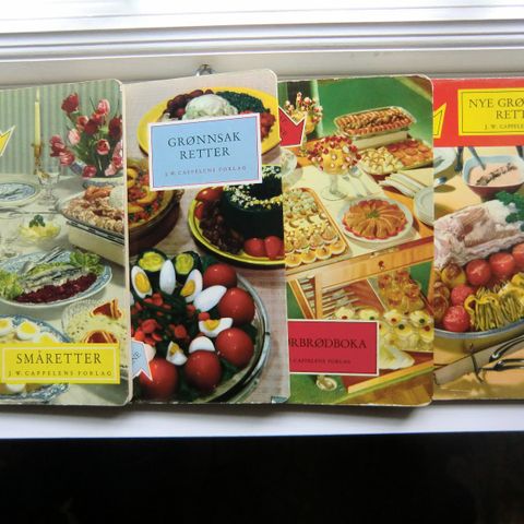 4 bøker fra 50-tallet - diverse matretter og smørbrød