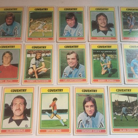 Coventry City - 14 stk komplett sett Topps 1976 fotballkort