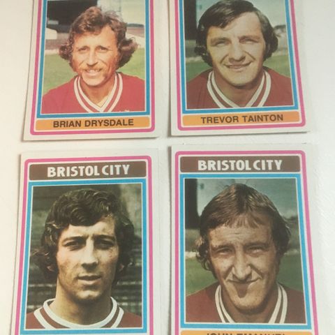 Bristol City - 4 stk komplett sett Topps 1976 fotballkort