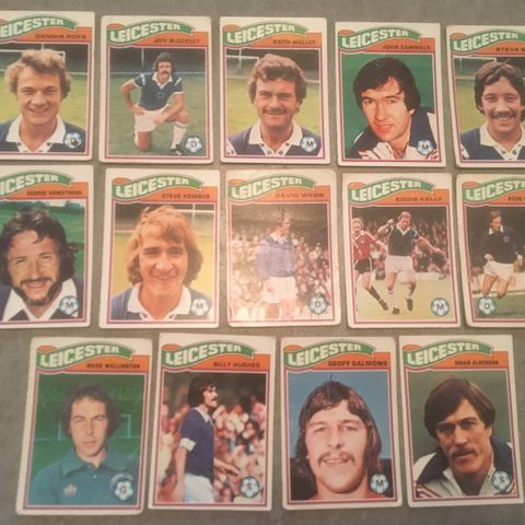 Leicester City - komplett sett 14 stk Topps 1978 fotballkort