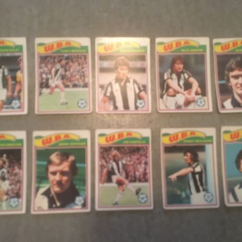 West Bromwich Albion - komplett sett 10 stk Topps 1978 fotballkort