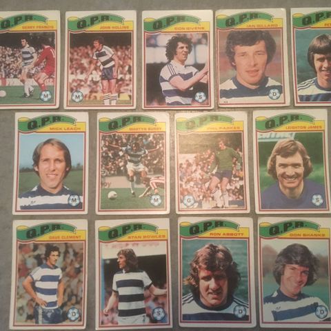 Queens Park Rangers - Komplett sett 13 stk Topps 1978 fotballkort