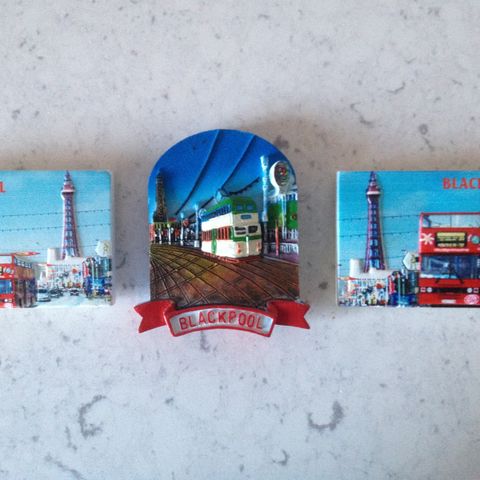 3 Ceramic Blackpool Fridge Magnets