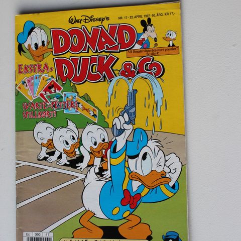 DONALD DUCK 1997 NR 17 MED SVARTE-PETTERS SPILLKORT!