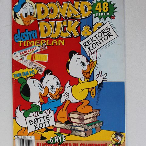 DONALD DUCK 1993 NR 33 MED EKSTRA TIMEPLAN - SKOLESETT + KLISTREMERKER