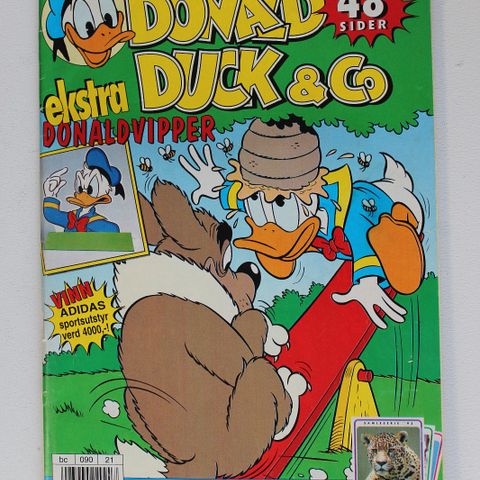 DONALD DUCK 1993 NR 21 MED DONALD VIPPER OG SAMMLERKORT