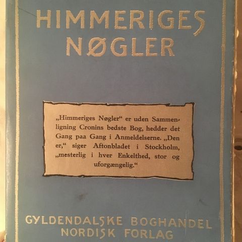 BokFrank: A. J. Cronin; Himmeriges Nøgler (1942) På dansk