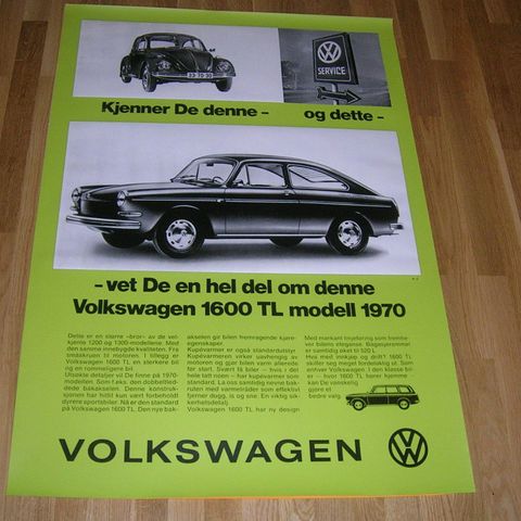 Original reklameplakat Volkswagen (1970)
