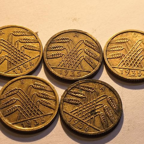 Deutches reich 5 rp 1924 A, 1935 A, D, E 1936 A