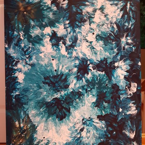 Stort akryl maleri-  "Winter flowers"