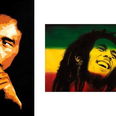 To kule håndmalte Pop Art oljemalerier - Bob Marley