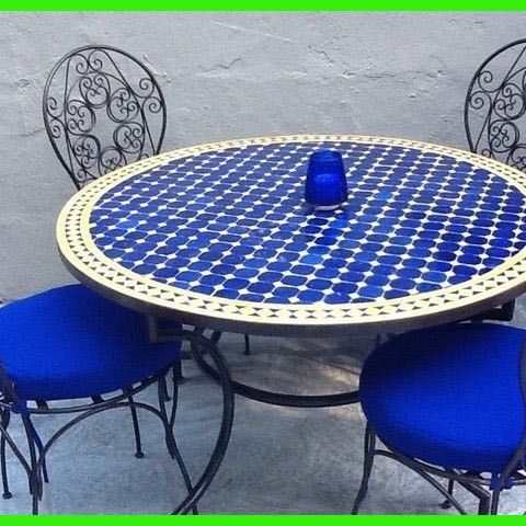 Mosaikk spisebord, cafébord, sidebord, balkong og hagebord