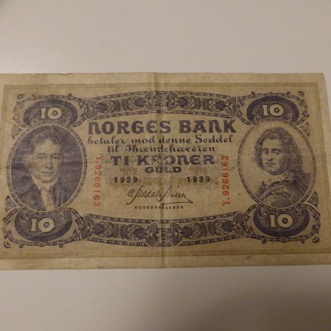 10 kroner 1939 Y selges