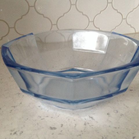 Vintage 1930s-40s Blue Glass Large Desert Bowl