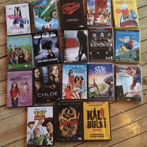 42 DVD - 15 kr stk eller 350 for alle