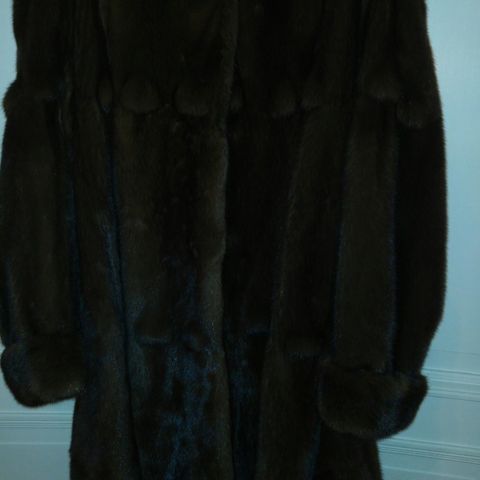 Mink jakke/kåpe med hette str.L-XL