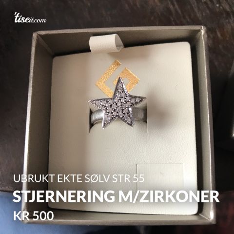 Stjernering med zirkoner 925 sølv gave?