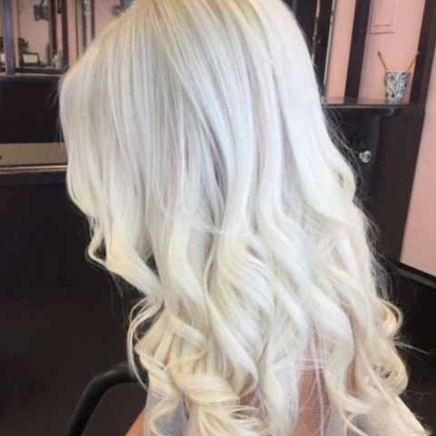 Ny human hair mix sexy icy cold blonde parykk med bodywave