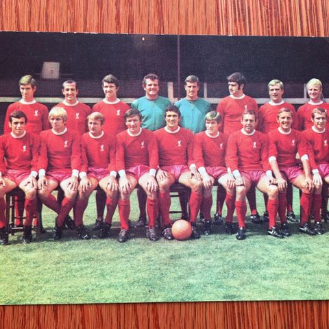 Liverpool FC Gammelt ubrukt postkort lagbilde fra 1970 fotballkort