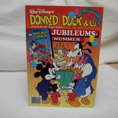 Donald Duck nr. 22 - 1992. 60 år. Ink : Jubileumsnr - Mikke Mus Og Langbein