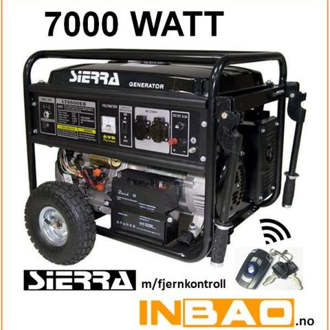 7000 watt Bensinaggregat /strømaggregat / aggregat - EL-start og fjernkontroll