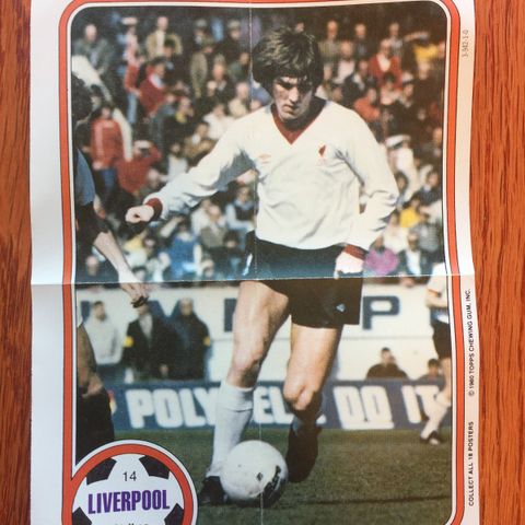 Kenny Dalglish Liverpool FC Topps 1980 engelske fotballkort Miniposter!