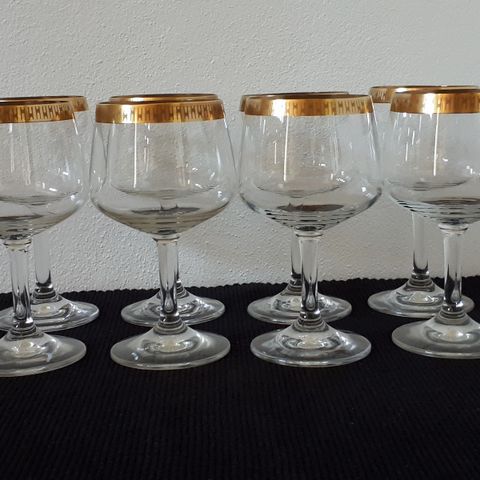 Vintage Zwiesel glass med gullkant, mrk Z, 1950-tallet. Fantastisk kvalitet!