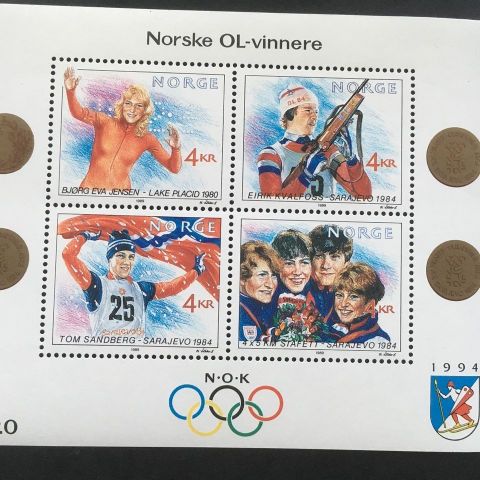 Norge 1989 Norske OL-vinnere I NK 1076-1079 Bl 11 Postfrisk