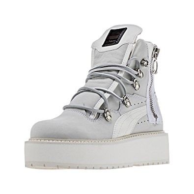 Fenty Puma Hvite Leather Platform Sneaker Boots