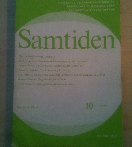 "Samtiden 10:1977". Se annonsen for innhold