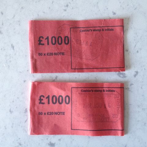 2 English Bank £1000 (50 x £20 Notes) Wrappers
