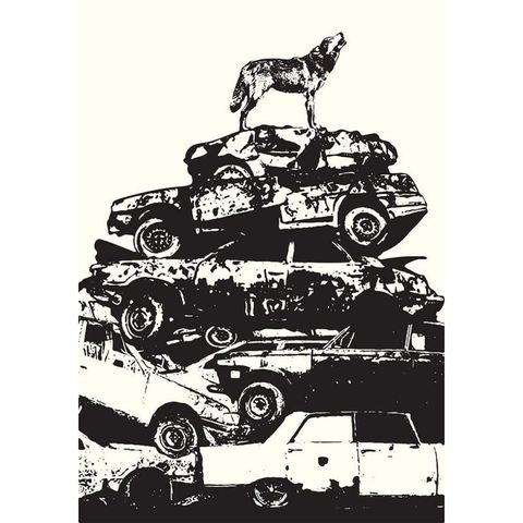 Victor Ash - Wolf & Cars 70x100 cm